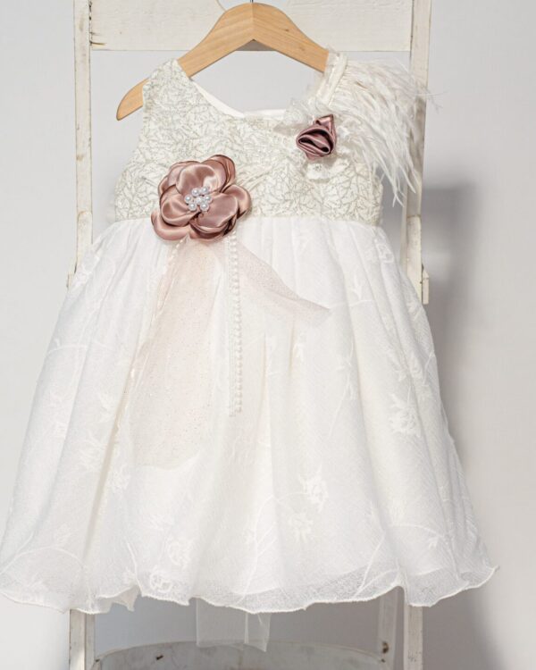 Ρομαντικό βαπτιστικό φόρεμα σε λευκή δαντέλα