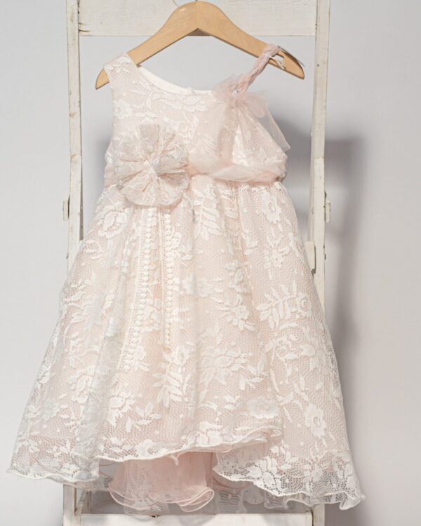 Vintage βαπτιστικό φόρεμα σε απαλό ροζ δαντέλα