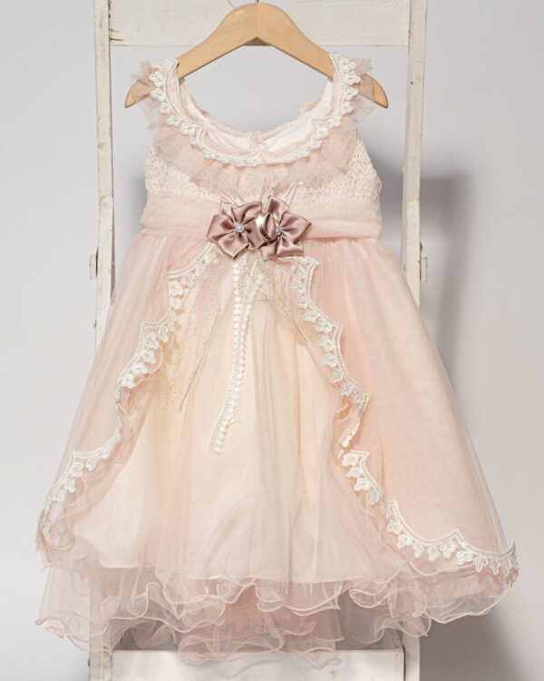 Vintage βαπτιστικό φόρεμα nude μπεζ