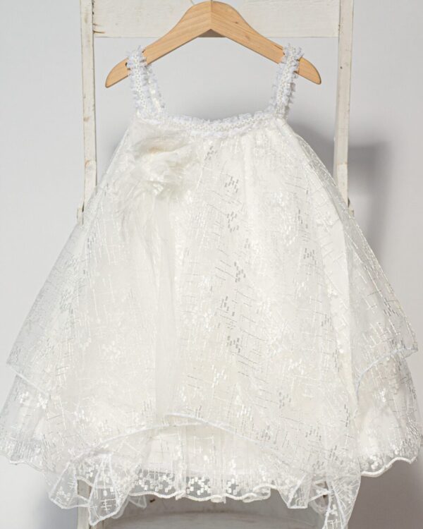 Boho βαπτιστικό φόρεμα σε άσπρη δαντέλα