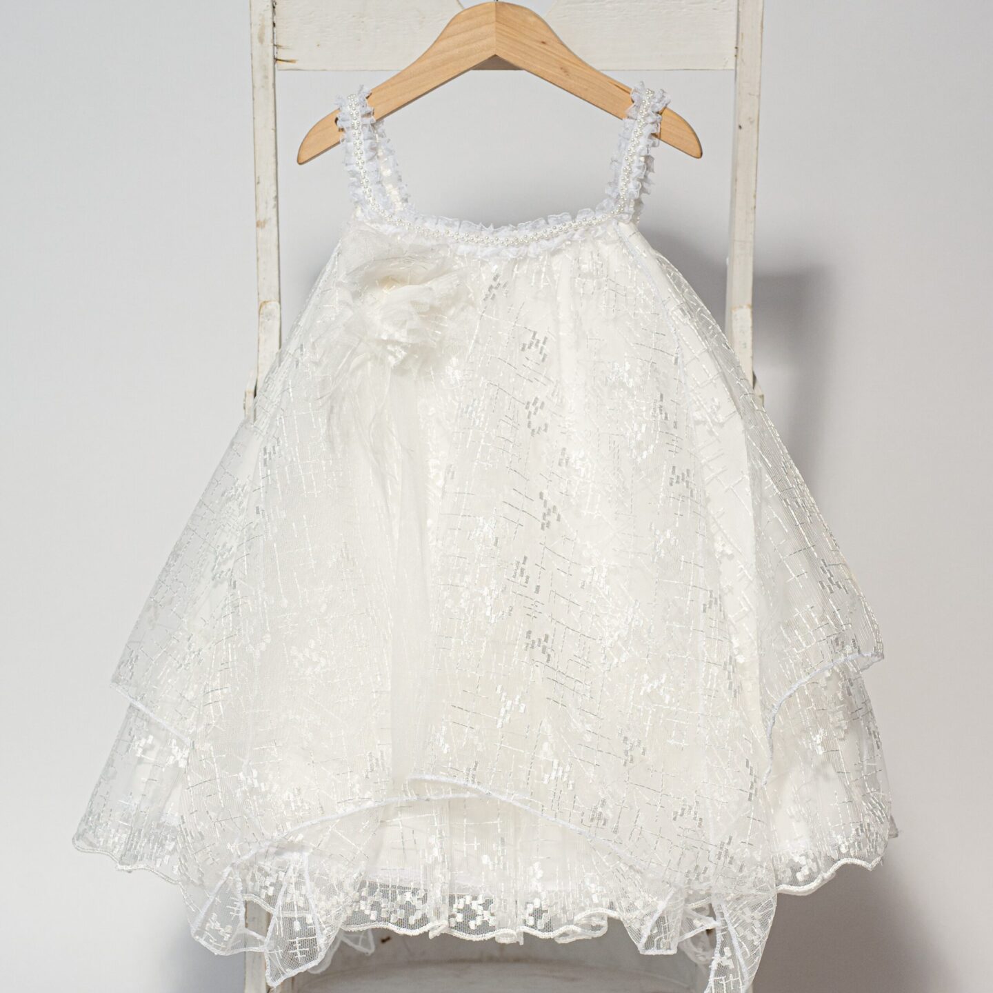 Boho βαπτιστικό φόρεμα σε άσπρη δαντέλα