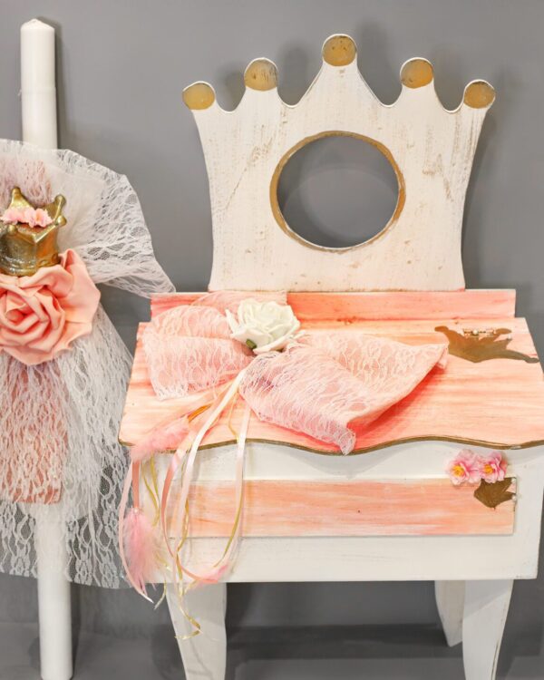 Πλήρες σετ βάπτισης vintage μπουντουάρ κορώνα με λουλούδια, σε σομόν