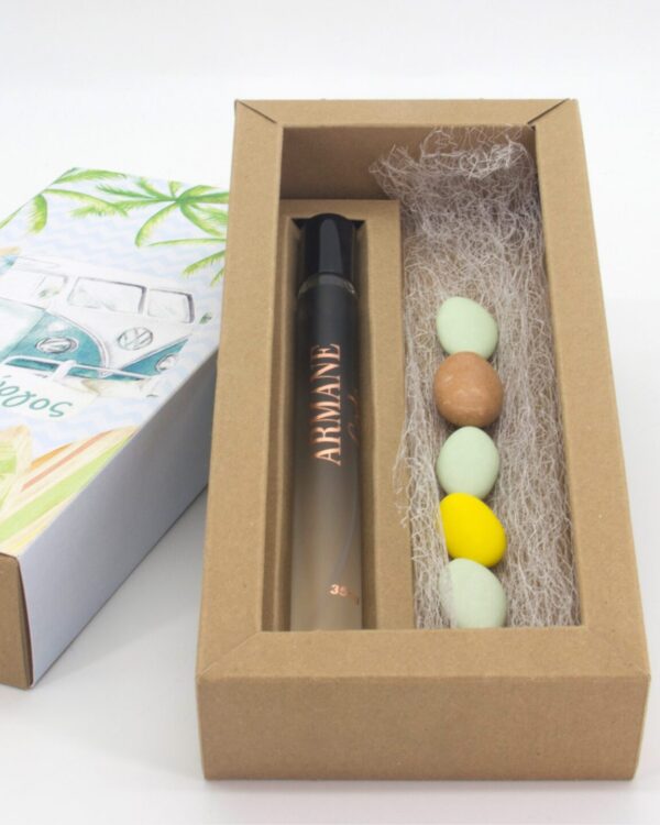 Άρωμα τύπου επωνύμων 35ml και τυπωμένο θεματικό κουτί για μπομπονιέρα