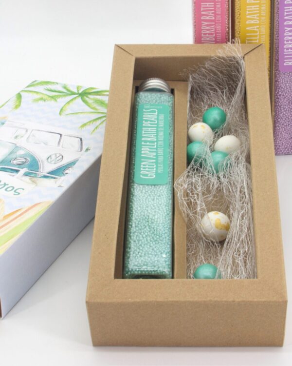 Πέρλες μπάνιου με τυπωμένο θεματικό κουτί ιδανικό για μπομπονιέρα