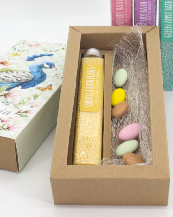 Πέρλες μπάνιου με τυπωμένο θεματικό κουτί ιδανικό για μπομπονιέρα