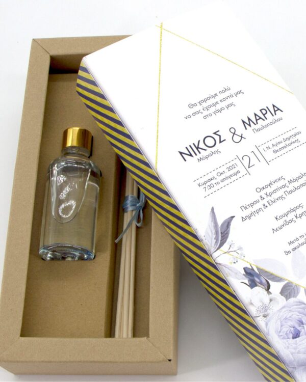 Αρωματικό χώρου 50ml και τυπωμένο θεματικό κουτί ιδανικό για μπομπονιέρα