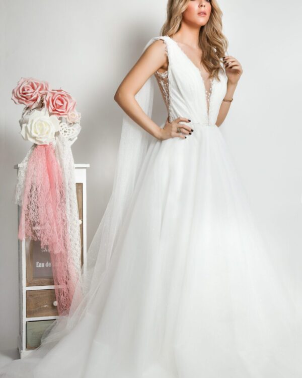 Πριγκηπικό Νυφικό σε γκλίτερ γαλλικό τούλι