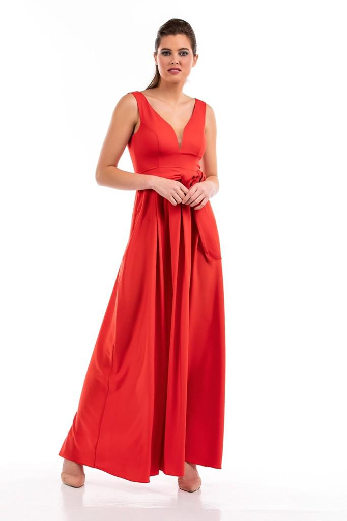 Maxi φόρεμα σε άλφα γραμμή σε κόκκινο