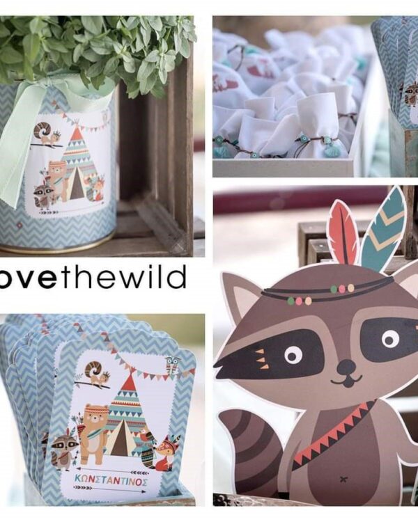 Βάπτιση για αγόρι με θέμα Into the wild με ζώα του δάσους.