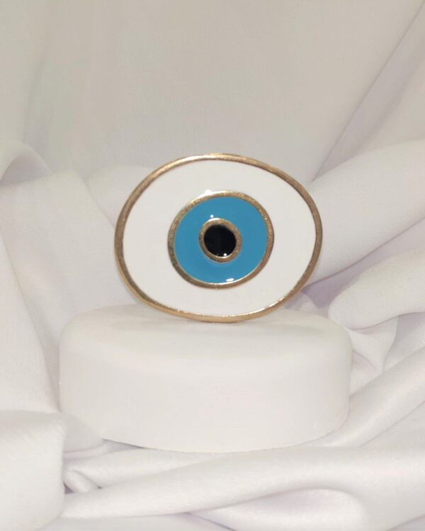 Μπομπονιέρα με λευκό βότσαλο και επίχρυσο ματάκι