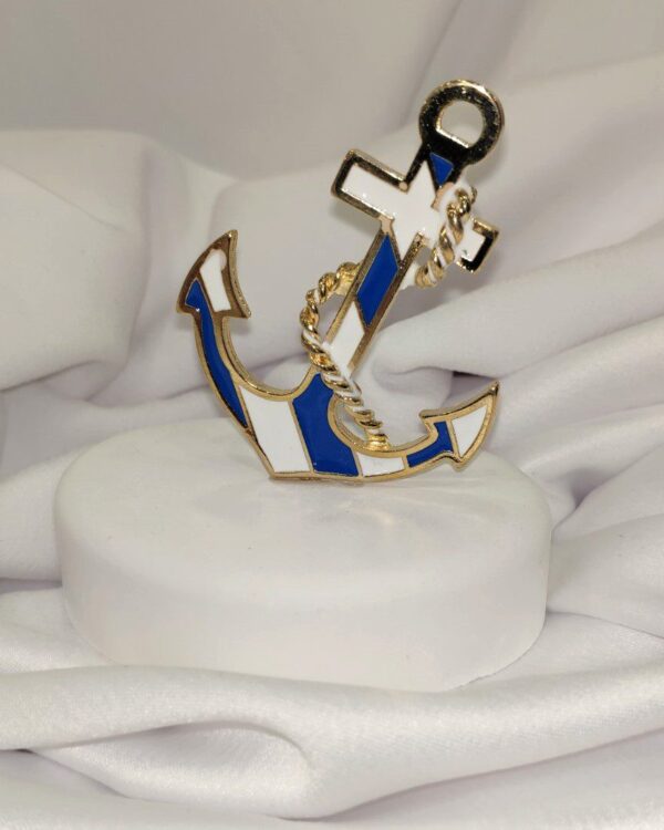 Μπομπονιέρα με λευκό βότσαλο και επίχρυση άγκυρα