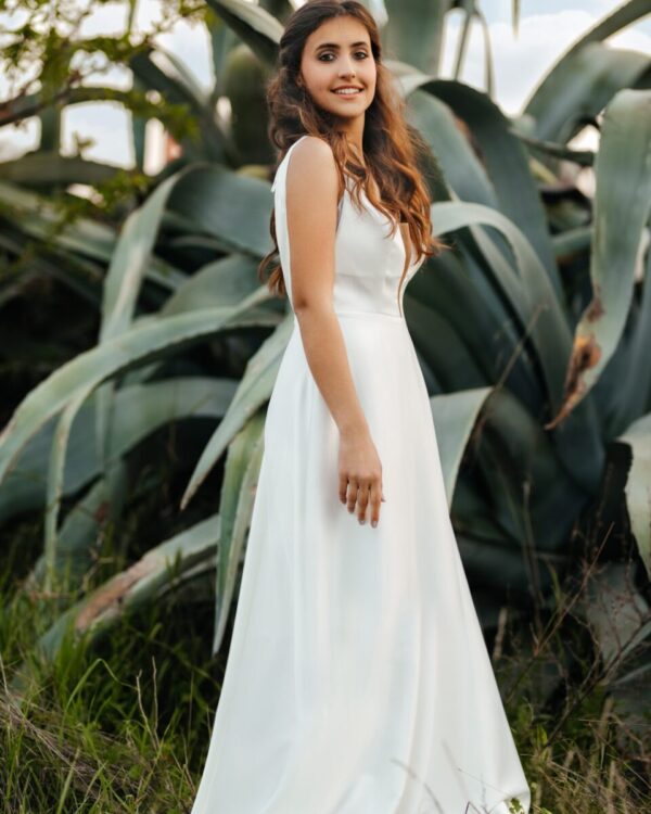 Νυφικό φόρεμα σε Άλφα γραμμή από μεταξωτό Ρασμίρ