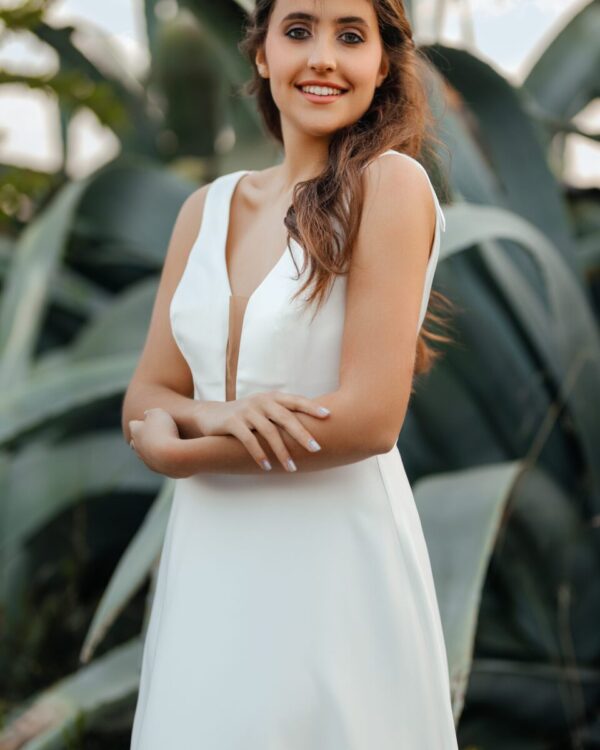 Νυφικό φόρεμα σε Άλφα γραμμή από μεταξωτό Ρασμίρ