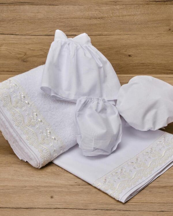 Σετ Λαδόπανα βάπτισης με δαντέλα