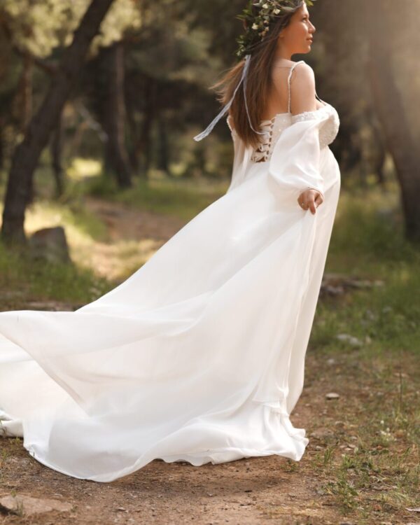 Αέρινο Νυφικό έξωμο ιδανικό και για εγκυμοσύνη S-3XL plus size μεγαλα μεγεθη ιδανικο και για πολιτικό και θρησκευτικό γάμο