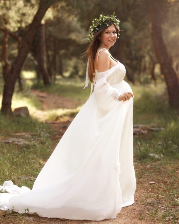 Αέρινο Νυφικό έξωμο ιδανικό και για εγκυμοσύνη S-3XL plus size μεγαλα μεγεθη ιδανικο και για πολιτικό και θρησκευτικό γάμο