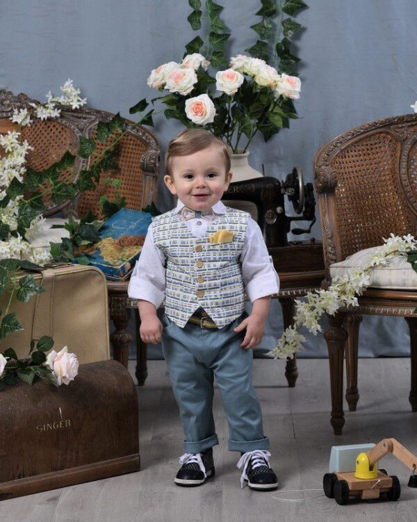 Βαπτιστικό κοστούμι σε μπλε γκρι