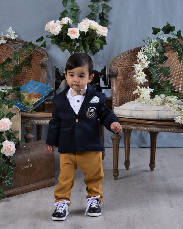 Βαπτιστικό κοστούμι σε navy blue και ταμπά