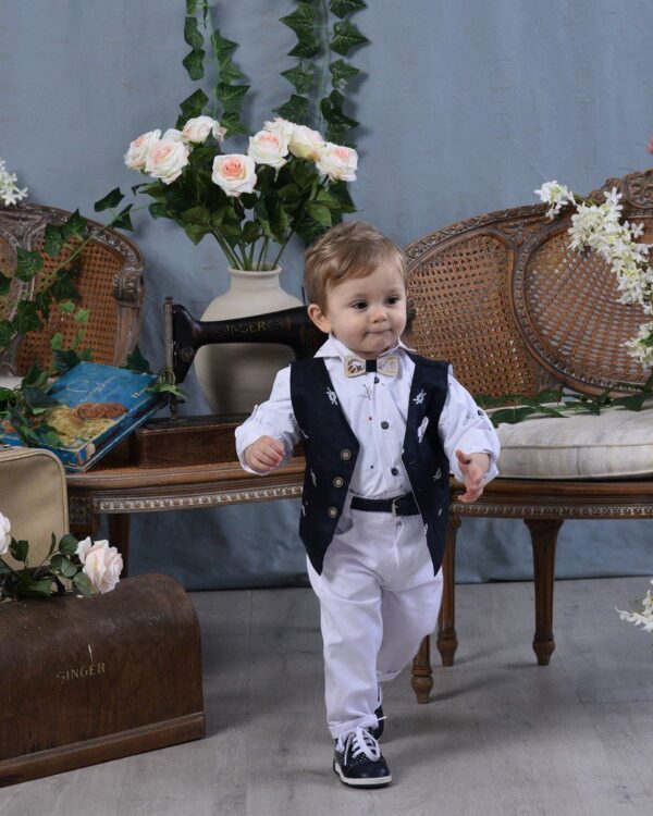 Βαπτιστικό κοστούμι σε navy blue και εκρού