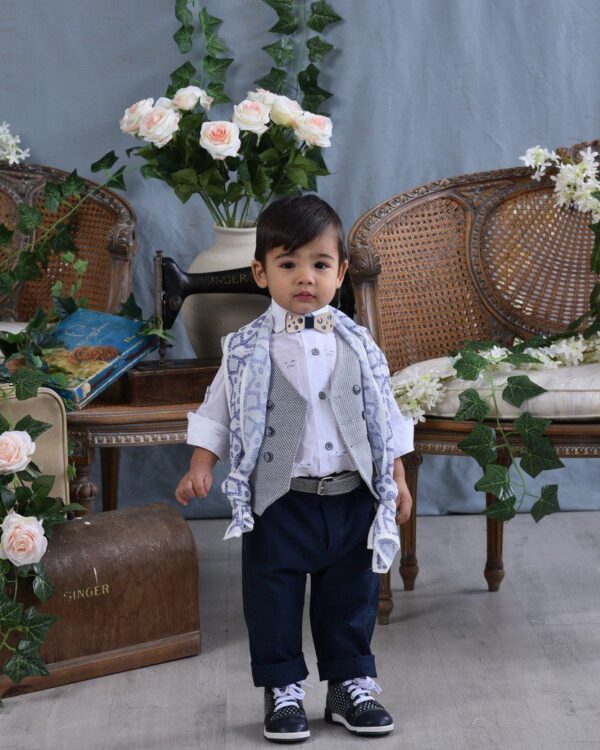 Βαπτιστικό κοστούμι σε navy blue με γκρι