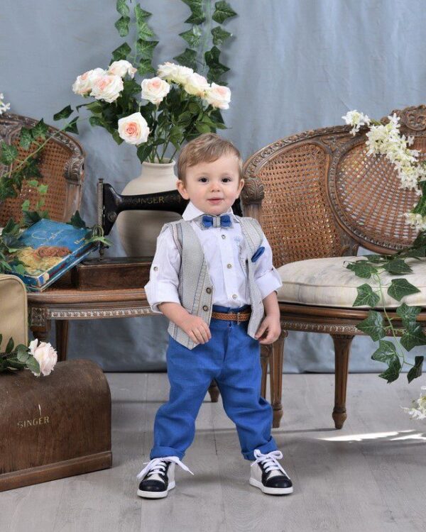 Βαπτιστικό κοστούμι σε γαλάζιο με γκρι