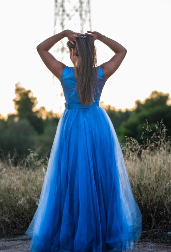 Maxi φόρεμα τούλινο σε γαλάζιο