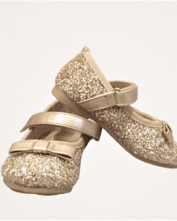 Βαπτιστικό παπούτσι μπαρέτα σε χρυσό με γκλίτερ