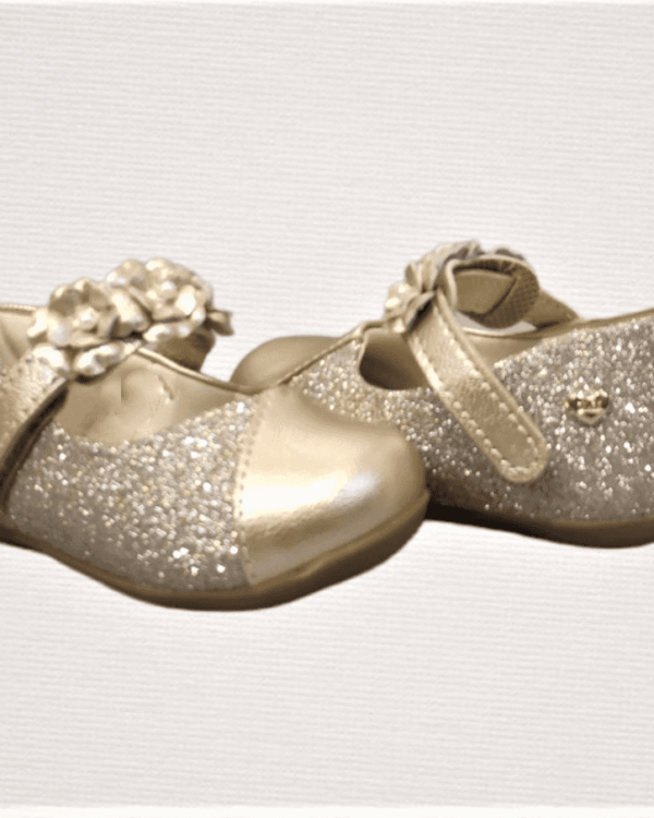 Βαπτιστικό παπούτσι μπαρέτα σε χρυσό με γκλίτερ