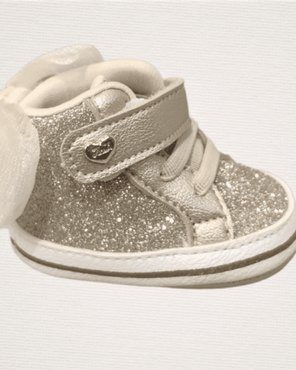 Βαπτιστικό παπούτσι αγκαλιάς μποτάκι με χρυσό γκλίτερ