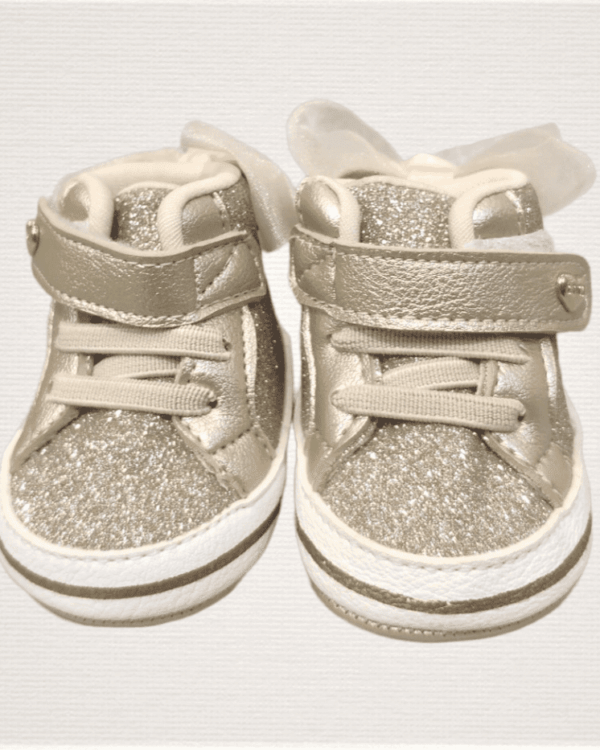 Βαπτιστικό παπούτσι αγκαλιάς μποτάκι με χρυσό γκλίτερ