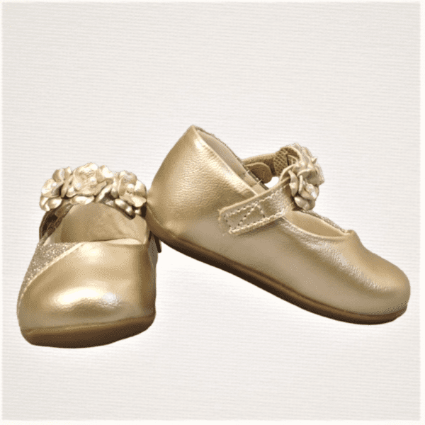 Βαπτιστικό παπούτσι μπαρέτα σε χρυσό με γκλίτερ