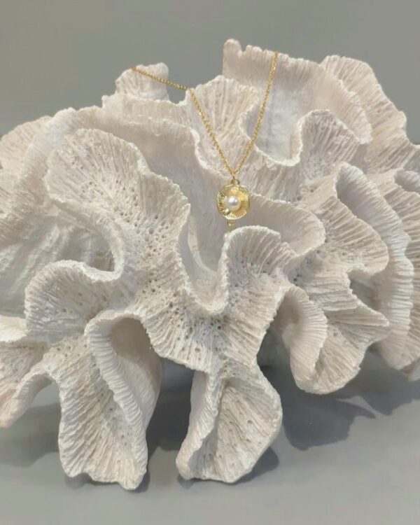 Επίχρυσο κολιέ με μάτι και πέρλα