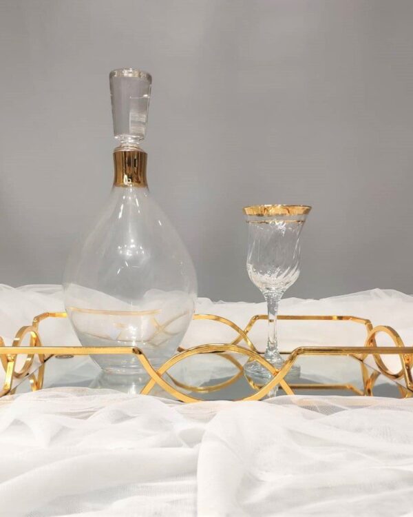 Σετ κουμπάρου από κρύσταλλο Βοημίας με επίχρυσες λεπτομέρειες