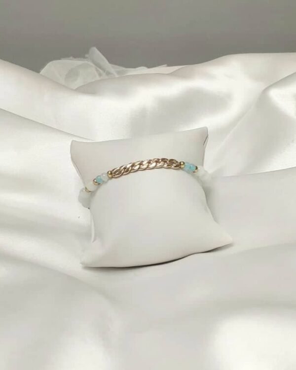 Βραχιόλι με ημιπολύτιμους λίθους και καδένα επιχρυσωμένη με 24 καράτια