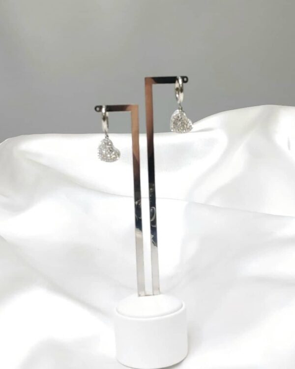 Σκουλαρίκια καρδούλα με ατσάλι και ζιργκόν