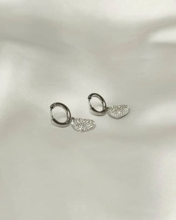 Σκουλαρίκια καρδούλα με ατσάλι και ζιργκόν