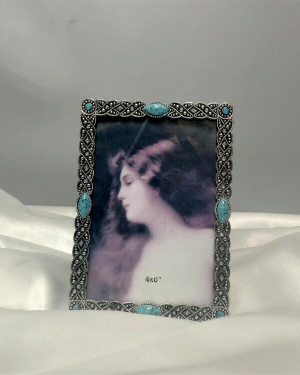 Vintage κορνίζα με πολύτιμους λίθους Τιρκουάζ