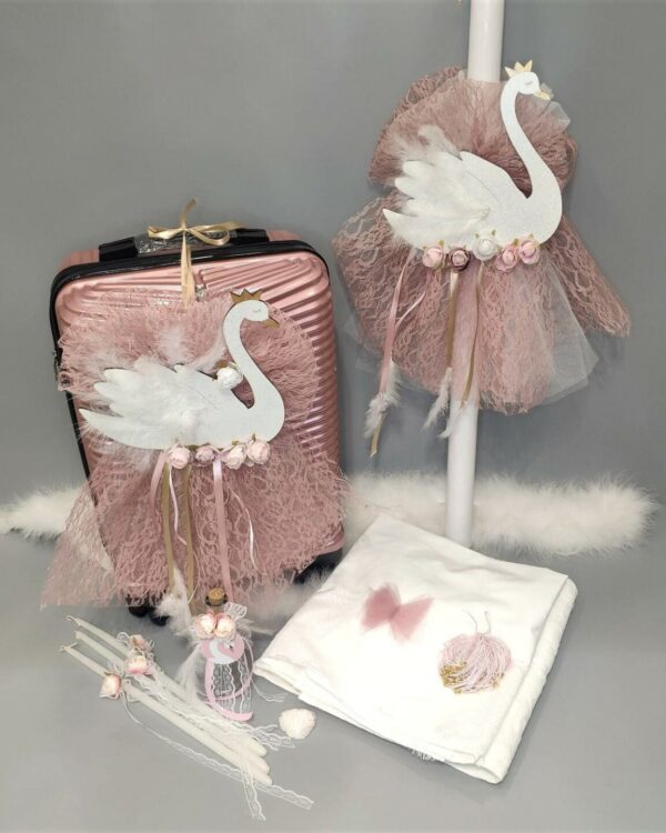 Πλήρες σετ βάπτισης για κορίτσι με θέμα τον Κύκνο