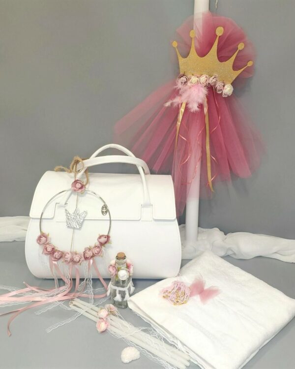 Πλήρες σετ βάπτισης για κορίτσι με πριγκιπική κορώνα