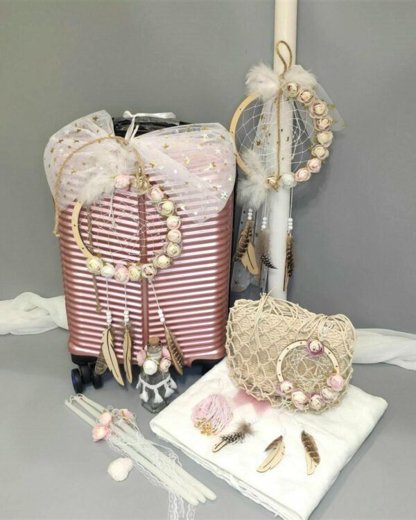 Πλήρες σετ βάπτισης για κορίτσι boho με ονειροπαγίδες