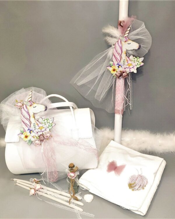 Πλήρες σετ βάπτισης για κορίτσι με Μονόκερο Unicorn