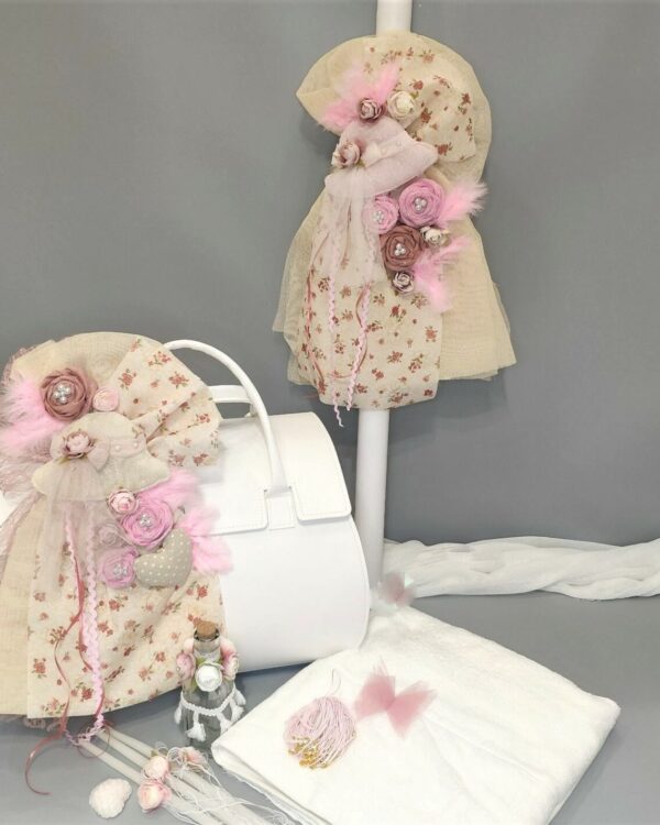 Πλήρες σετ βάπτισης για κορίτσι boho με λουλούδια