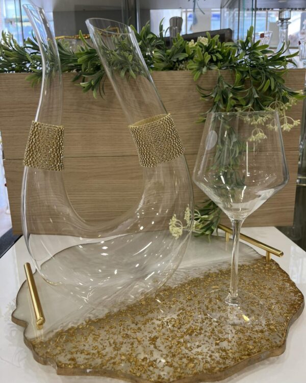 Σετ κουμπάρου Βοημίας με υγρό γυαλί σε χρυσό