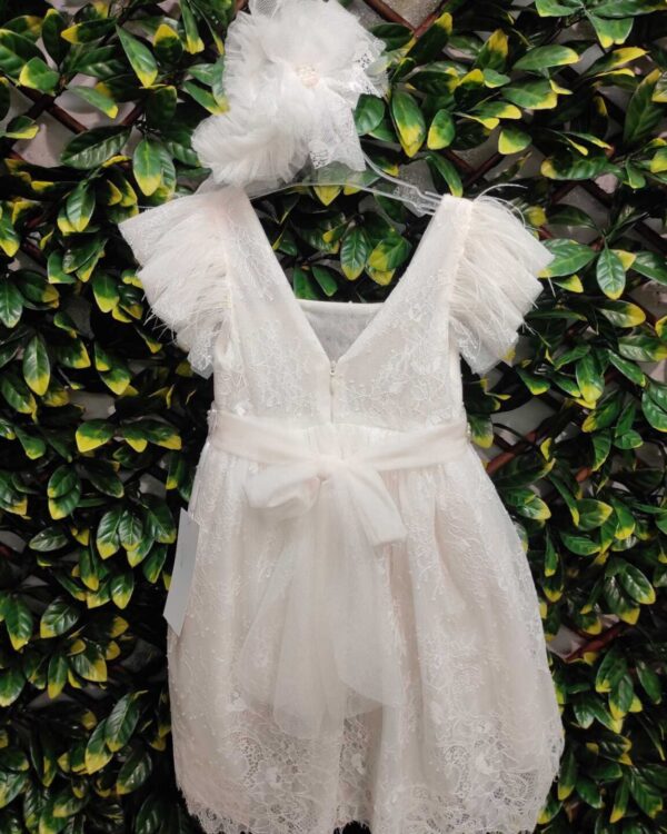 Βαπτιστικό φόρεμα με δαντέλα και πέρλες