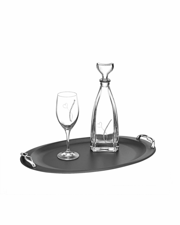 Σετ κουμπάρου Βοημίας με ασημί και μαύρο στολισμό