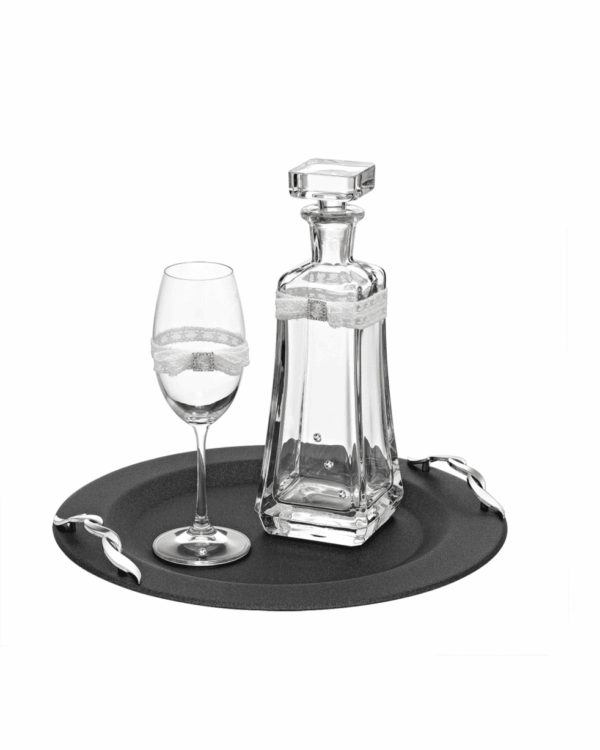 Σετ κουμπάρου Βοημίας με ασημί και μαύρο στολισμό