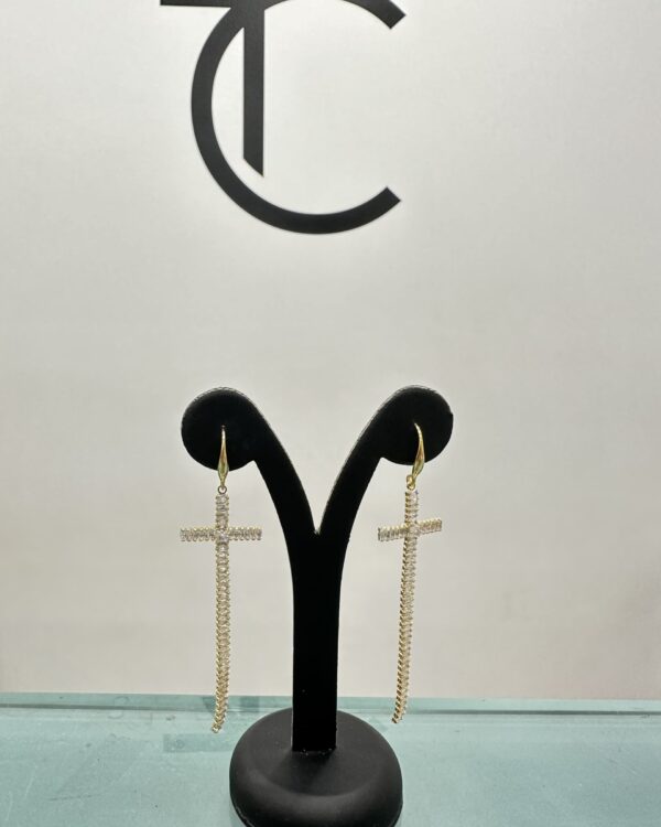 Σκουλαρίκια σταυρός σε χρυσό με στράς