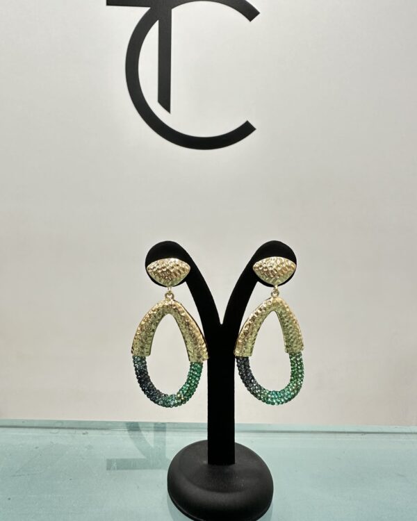 Σκουλαρίκια σταγόνα σε χρυσό και πράσινο