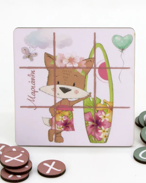 Μπομπονιέρα ξύλινη τρίλιζα με θεματική εκτύπωση