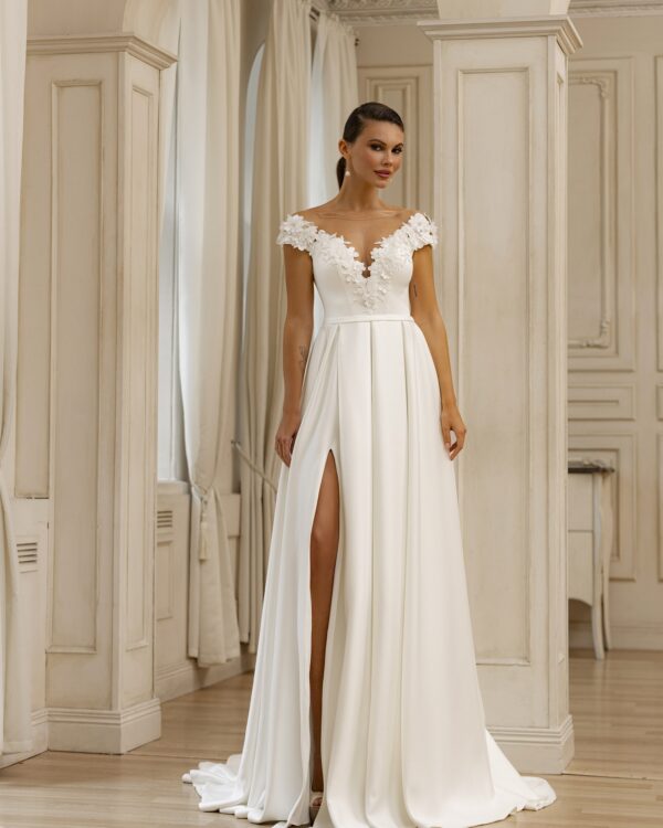 Ρομαντικό νυφικό με λουλούδια